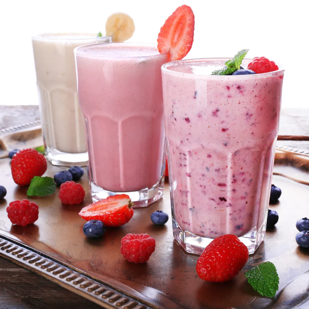 Creamy smoothies with berries and fruits at BoBa Cha Bubble Tea & Smoothies House, a Cafe in Baltimore